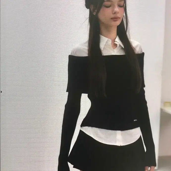 [BUNJANG] Labelle Blanc Muse Layered Knit Navy / 라벨르블랑 뮤즈 레이어드 니트 네이비