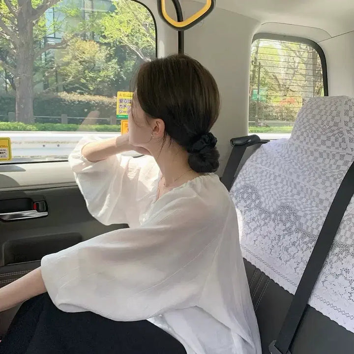 [BUNJANG] Plant White Blouse / 플렌트 화이트 블라우스