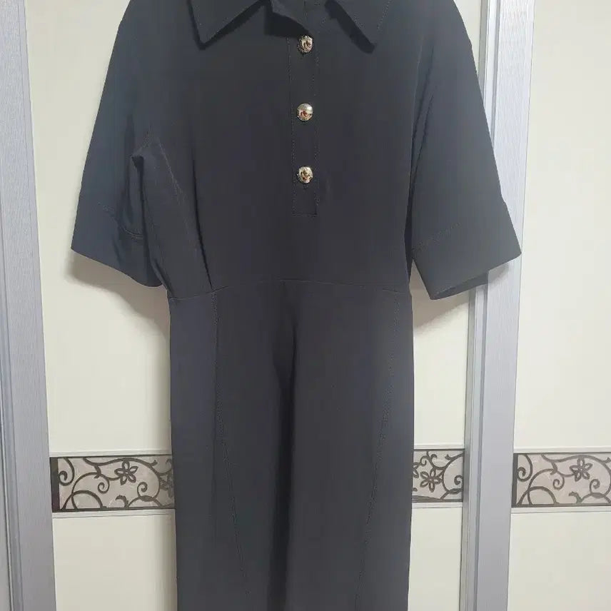 [BUNJANG] System Black Gold Button Detail Dress / 한섬 시스템 원피스