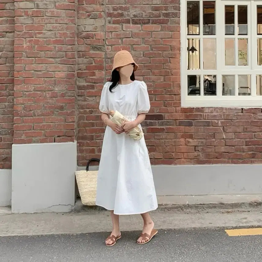 [SOLD OUT] 퍼프 스트링 롱 원피스