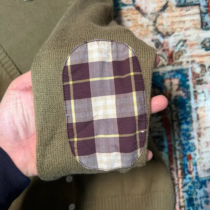 [BUNJANG] Burberry Brit Elbow Patch Check Cardigan / [M] 버버리 덧댐 가디건
