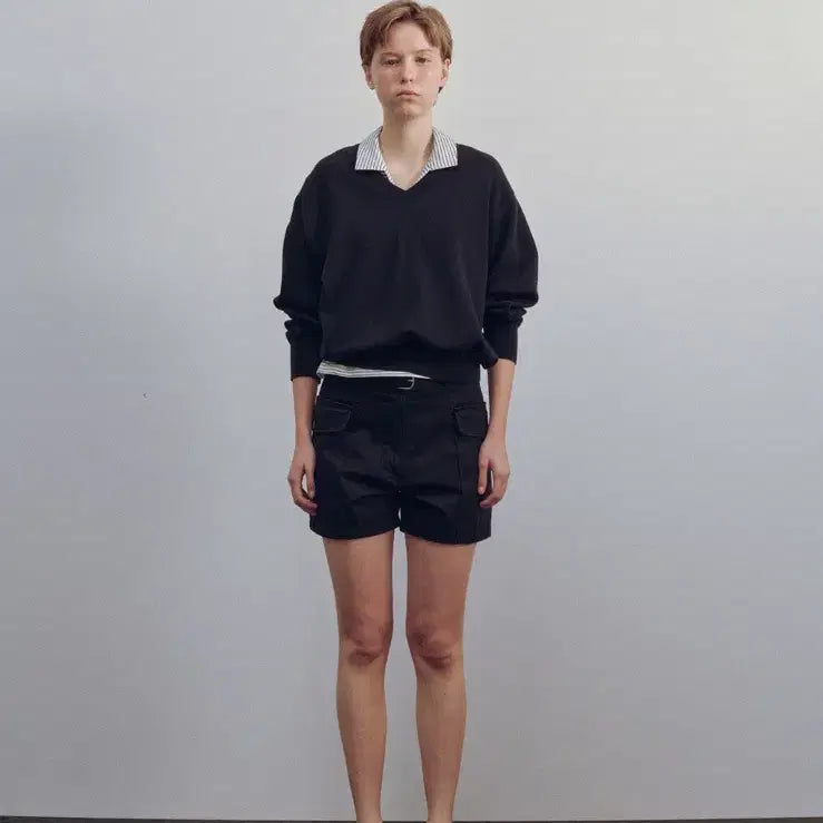 [BUNJANG] Nothing Written Pipley V-neck Pullover Navy / 낫띵리튼 Pipley v-neck pullover navy
