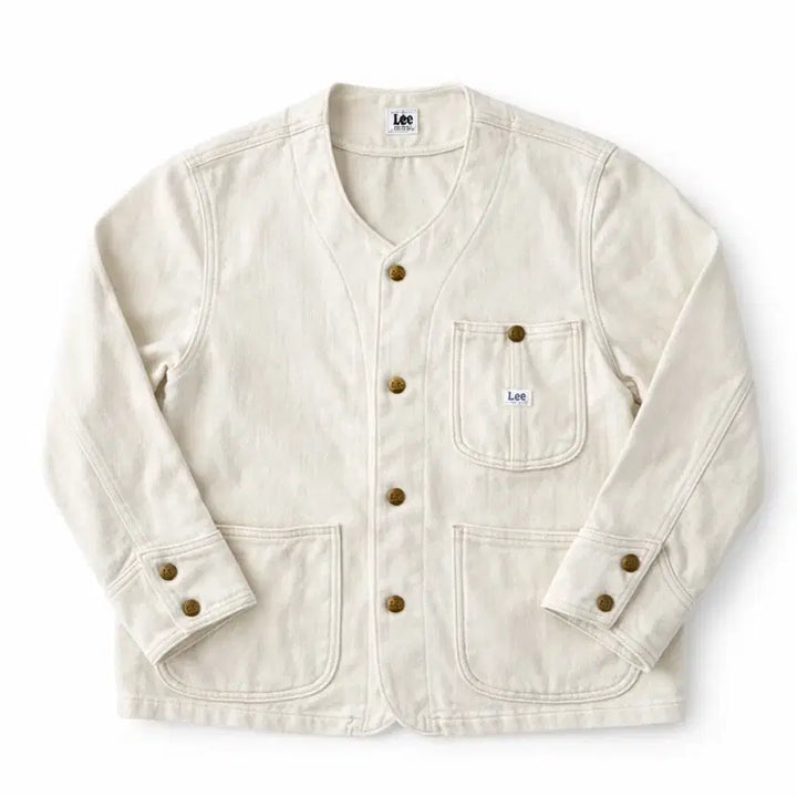 [BUNJANG] Lee x Beams Collarless Coverall Jacket - Ecru (Size M) / Lee x Beams 커버올 자켓