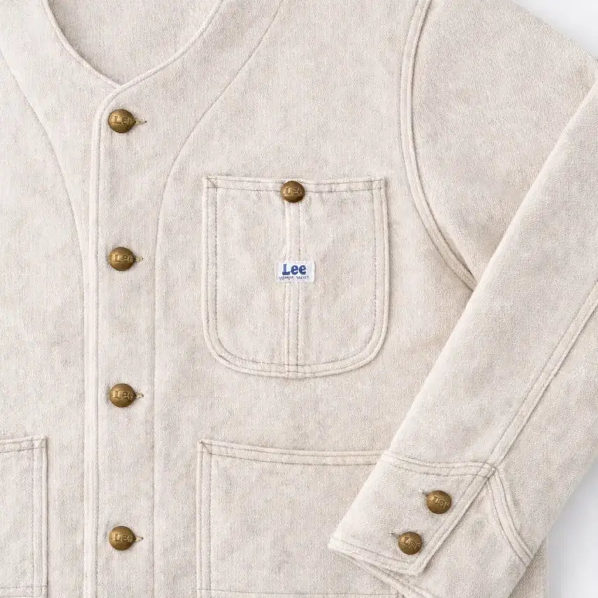 [BUNJANG] Lee x Beams Collarless Coverall Jacket - Ecru (Size M) / Lee x Beams 커버올 자켓