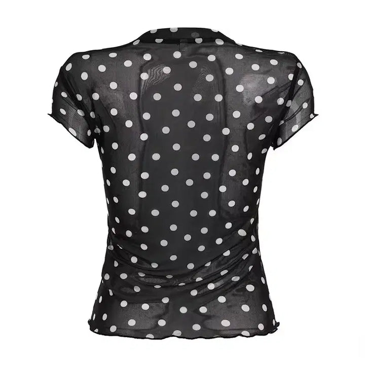 [BUNJANG] Two-Color Dot See-Through T-Shirt / [2컬러] 도트 시스루티셔츠 시스루 반팔티 땡땡이티셔츠 y2k 갸루