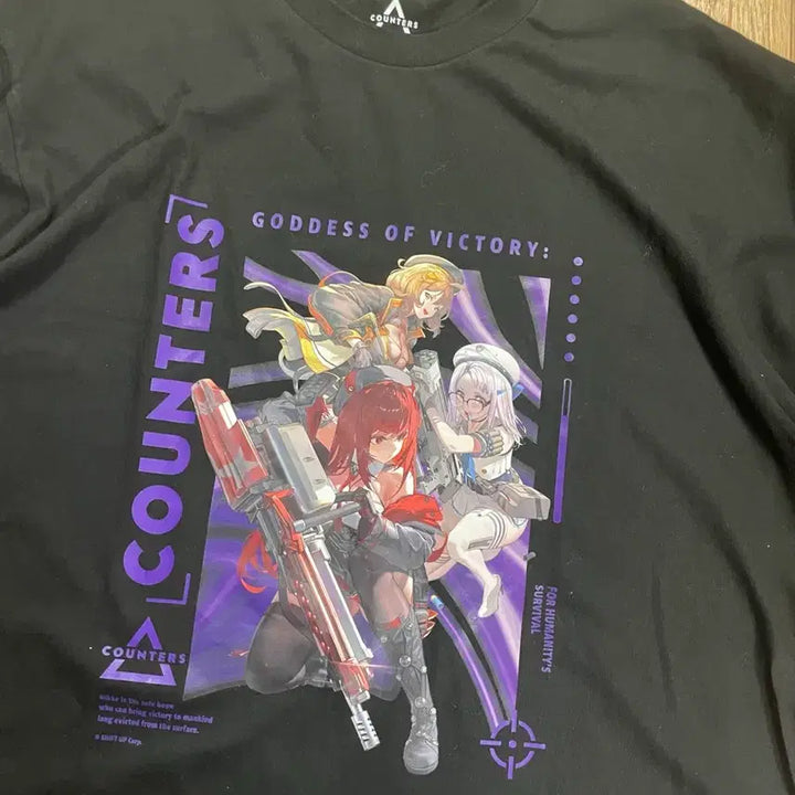 [BUNJANG] Goddess of Victory: NIKKE Counter:Side Characters Raphael Neon Anise Graphic T-Shirt / 승리의여신 니케 카운터스 블랙 일러스트 캐릭터 반팔티