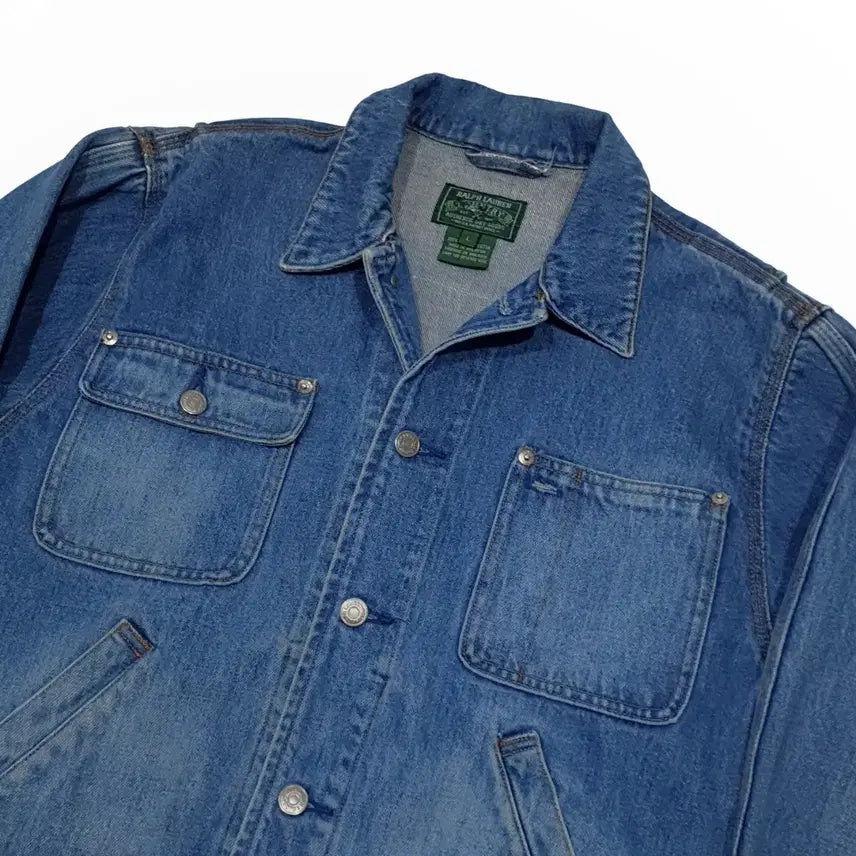[BUNJANG] Polo Country Denim Trucker Jacket Patchwork (100-105) L / 폴로컨트리 데님 트러커 덩가리 보로 패치워크 (100-105) L
