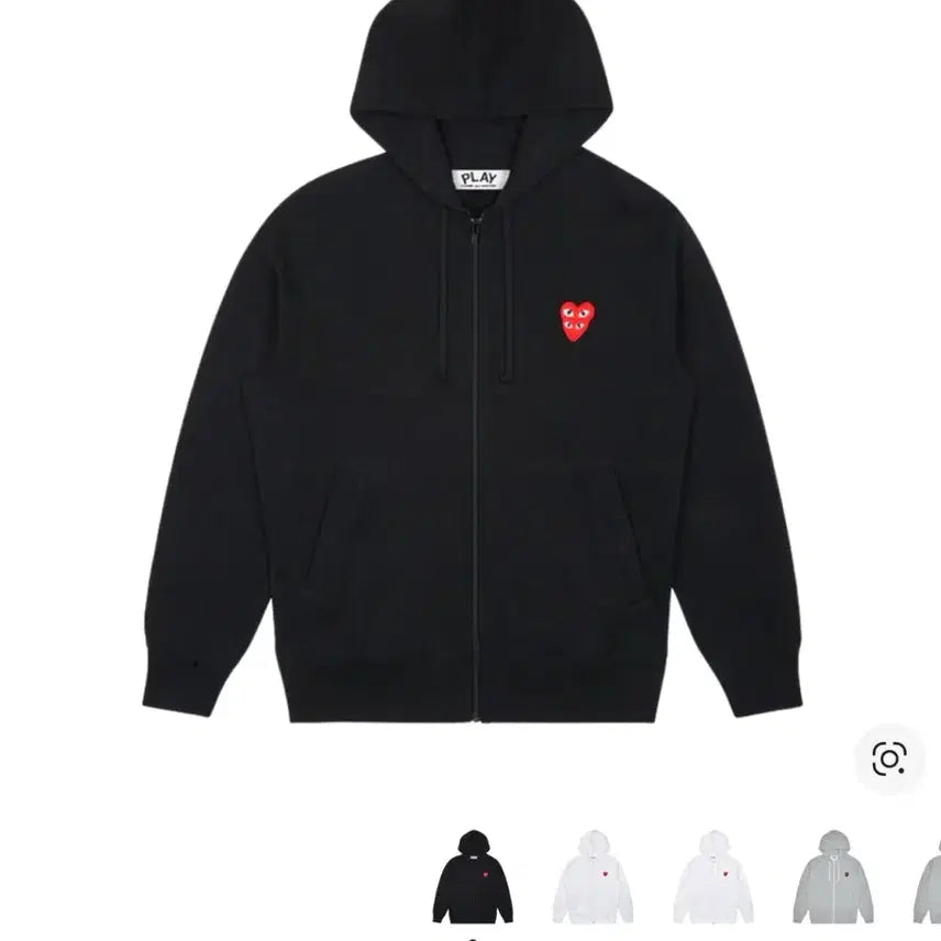 [SOLD OUT] 수요일까지판매 무료배송)정품 꼼데 더블 와펜 후드집업 m