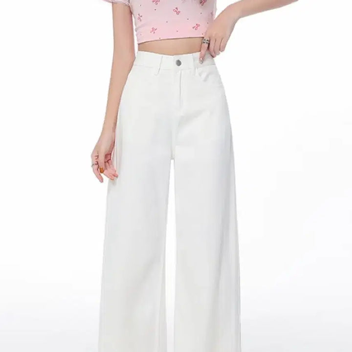 [BUNJANG] Wide Denim Pants White / 와이드 데님 팬츠 화이트(냉감바지)