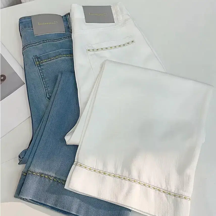 [BUNJANG] Wide Denim Pants White / 와이드 데님 팬츠 화이트(냉감바지)