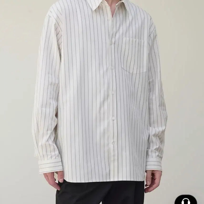 [BUNJANG] Mergo Triple Stripe Shirt - Ivory Black / 메르고 트리플 스트라이프 셔츠 아이보리블랙