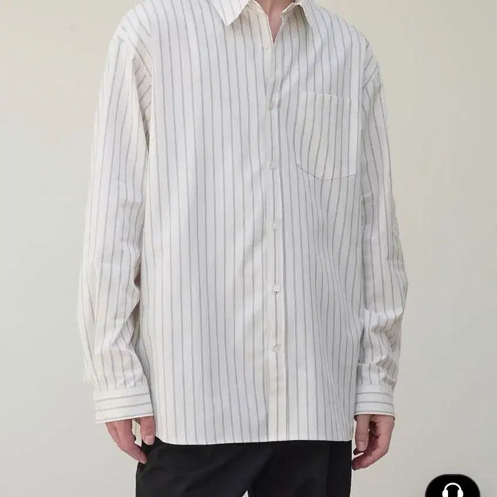 [BUNJANG] Mergo Triple Stripe Shirt - Ivory Black / 메르고 트리플 스트라이프 셔츠 아이보리블랙