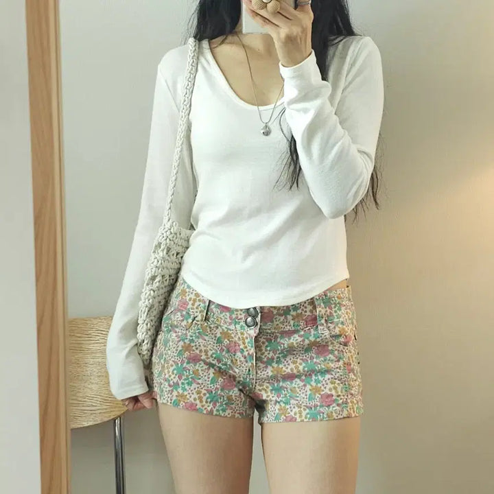 [BUNJANG] Vintage Floral Print Shorts / (EUR36)여성 반바지 숏팬츠 플라워 빈티지 바캉스 W3099