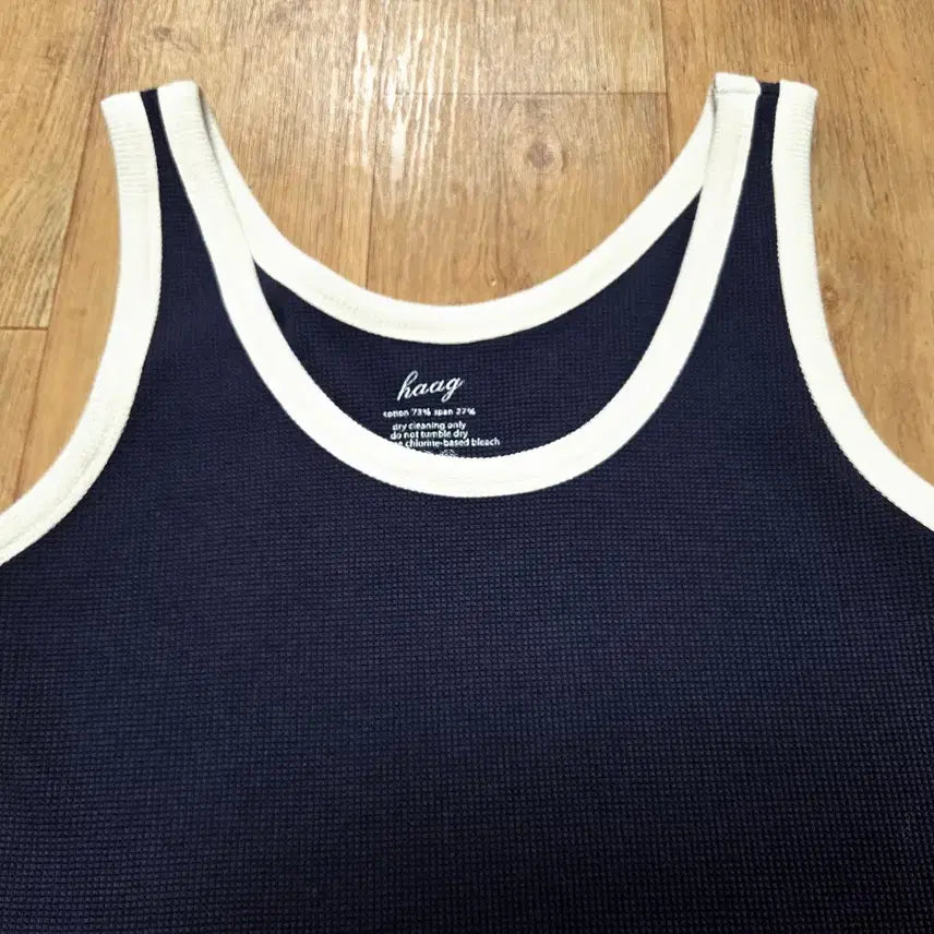 [BUNJANG] Haag Navy Waffle Knit Top / 헤이그(haag) 네이비 와플티셔츠 55-66 새상품