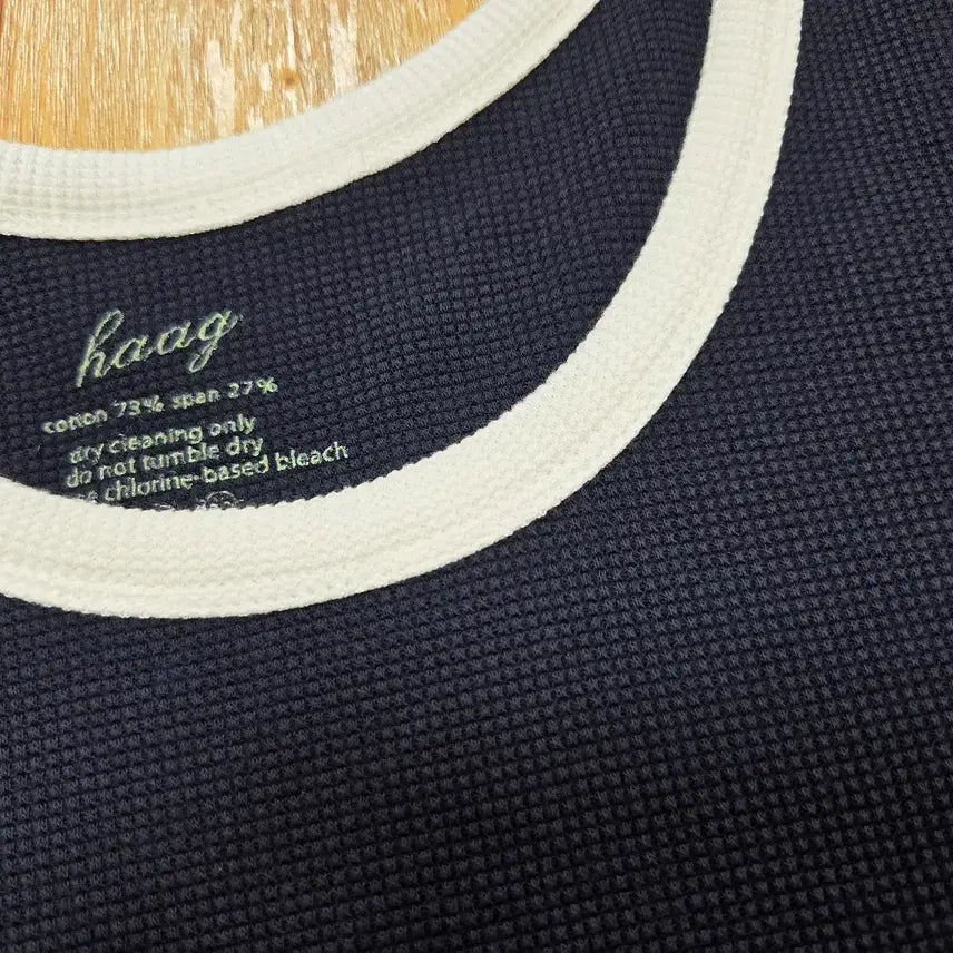 [BUNJANG] Haag Navy Waffle Knit Top / 헤이그(haag) 네이비 와플티셔츠 55-66 새상품
