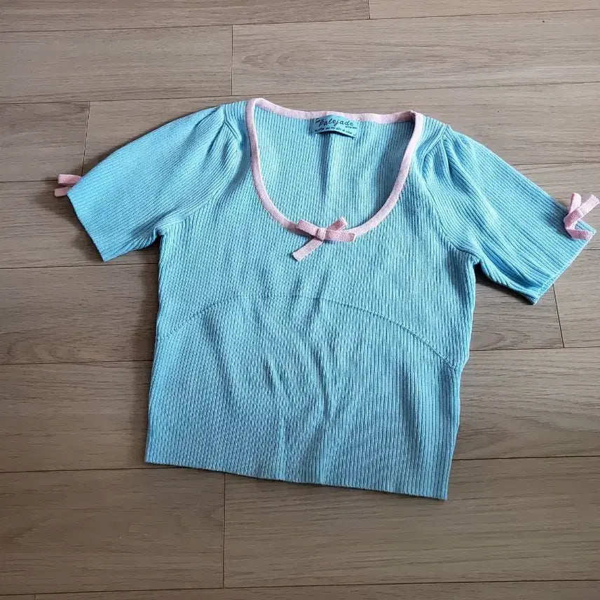 [BUNJANG] Pale Jade Ribbon Crop Knit Top / 페일제이드 Ribbon Crop Knit 리본 크롭 니트