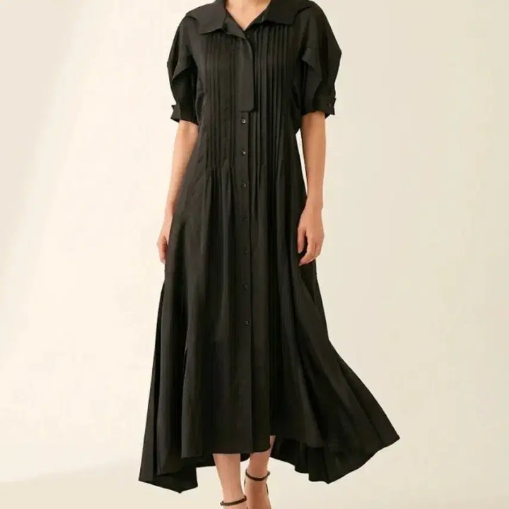 [BUNJANG] System Black Shirt Dress / 시스템 블랙 셔츠 원피스 55