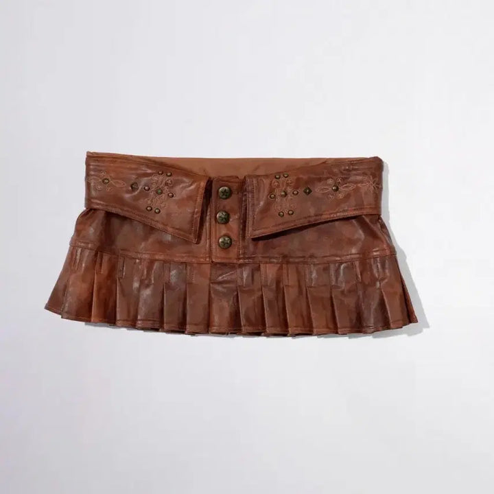 [BUNJANG] Sculptor Western Micro Skirt Brown / 스컬프터 웨스턴 마이크로 스커트 브라운