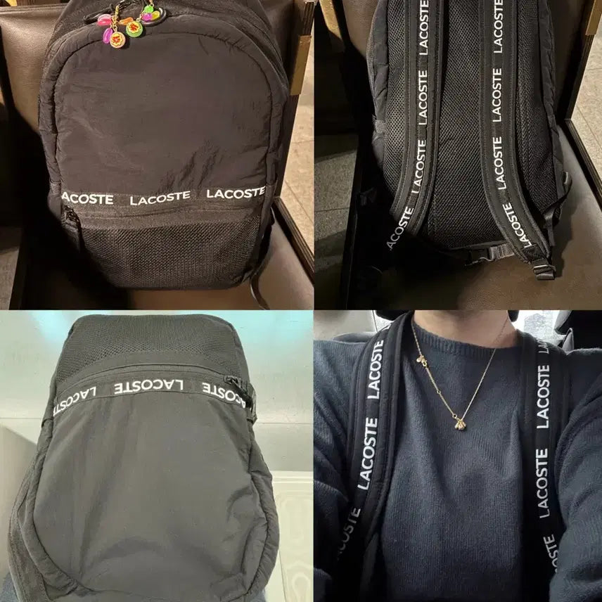 [BUNJANG] LACOSTE Freedom Logo Band Unisex Backpack Black / 택있음) LACOSTE 라코스테 프리덤 로고밴드 유니섹스 백팩 블랙 노트