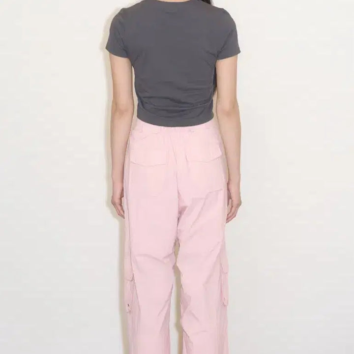 [BUNJANG] Illico Nylon String Cargo Banding Pants Pink S / 일리고 나일론 스트링 카고 밴딩 팬츠 핑크 s