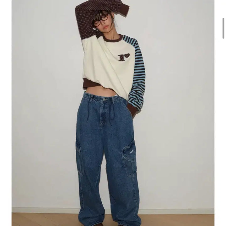 [BUNJANG] Ronron Dot Stripe Cream Long Sleeve T-shirt / 주말 할인! 론론 도트 스트라이프 맨투맨 긴팔 티셔츠 크림