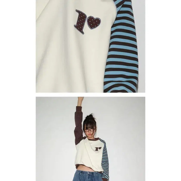 [BUNJANG] Ronron Dot Stripe Cream Long Sleeve T-shirt / 주말 할인! 론론 도트 스트라이프 맨투맨 긴팔 티셔츠 크림