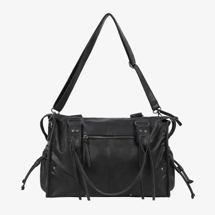 [BUNJANG] Fancy Club Belted Washed Leather Bag (Black) / 팬시클럽 벨티드 워싱 레더백 (BLACK) F25QE990