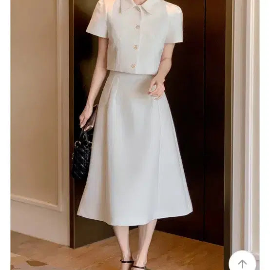 [BUNJANG] Tweed Two-Piece Set / 트위드 반팔 자켓 + 롱 스커트 셋업