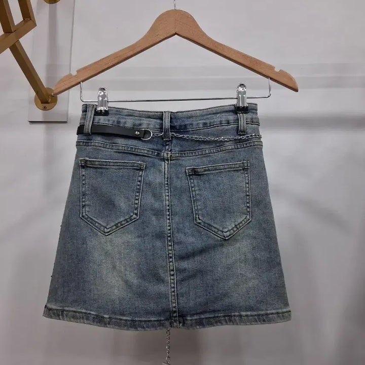 [BUNJANG] Rhinestone Denim Mini Skirt / 라인스톤 데님 큐빅 미니스커트 44반까지
