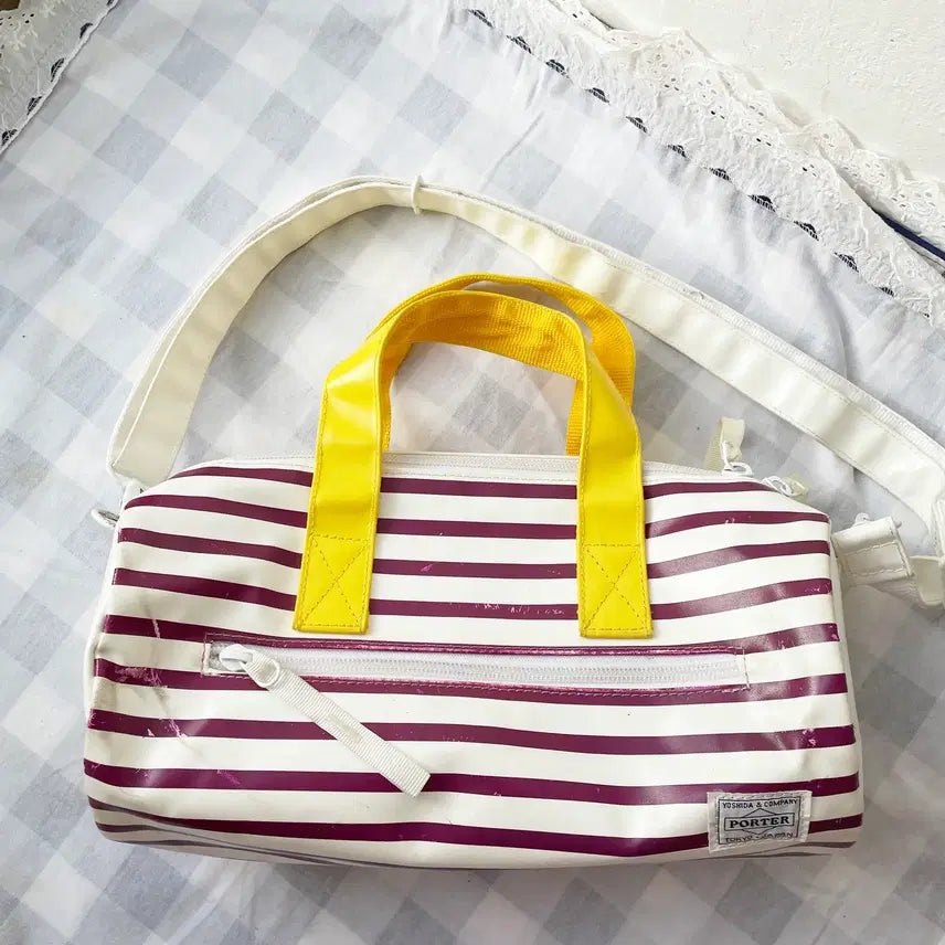 [BUNJANG] PORTER Marine Stripe Mini Boston Bag / 포터 마린 스트라이프 미니 보스턴백 PORTER
