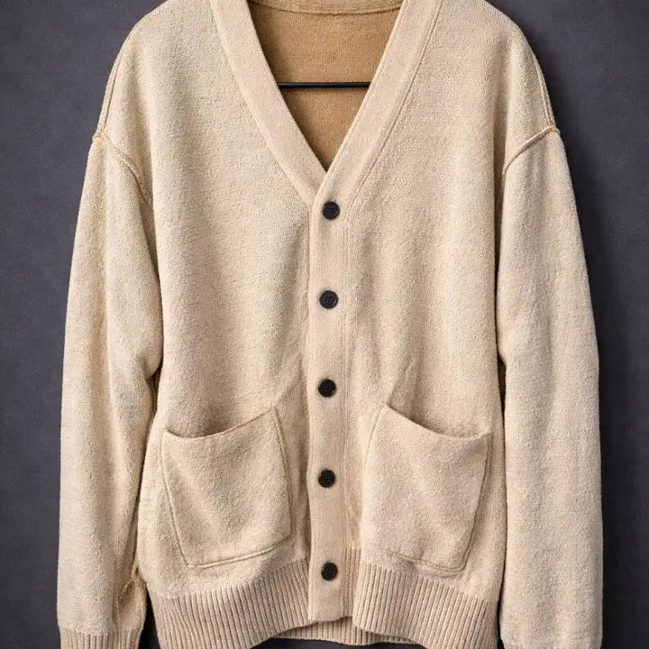 [SOLD OUT] 송지오옴므 양면 베이지색 브이넥 니트 가디건 46 95