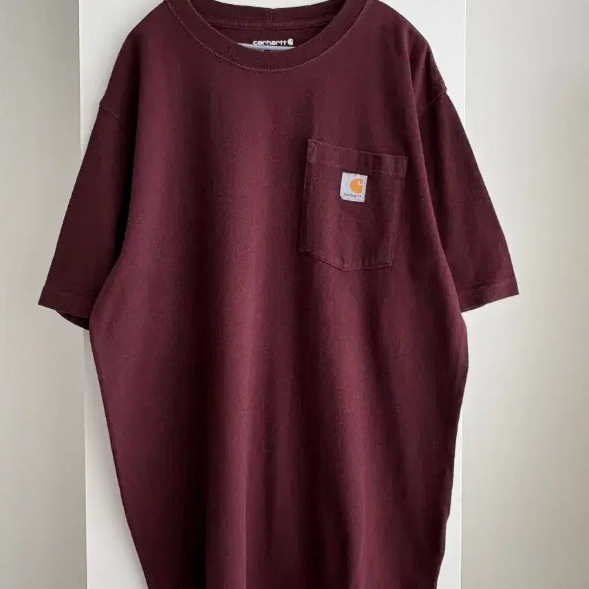 [SOLD OUT] 칼하트 K87 버건디 루즈핏 포켓 반팔티