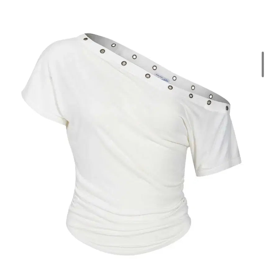 [BUNJANG] Harry Button Unbal Shirring Short Top / Harry Button Unbal Shirring Short Top