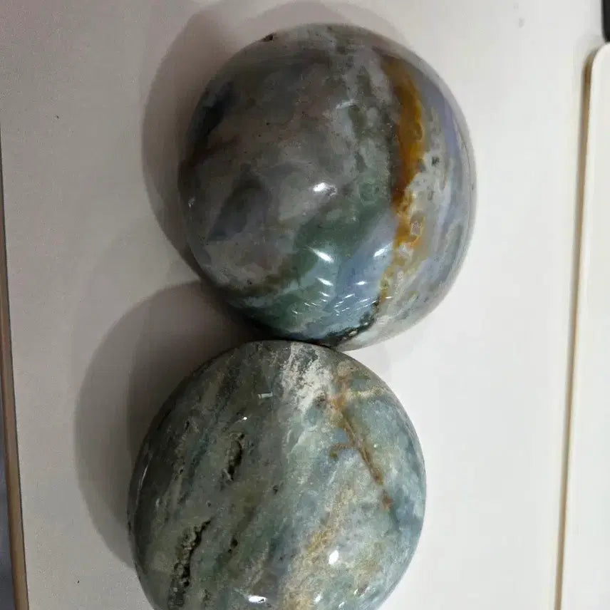 [BUNJANG] Ocean Jasper Palm Stone / 은은한 바다빛 힐링 원석, 오션 재스퍼 팜스톤 2개 세트