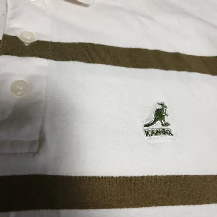 [SOLD OUT] 캉골 스트라이프 카라티 카키&amp;화이트 (M)