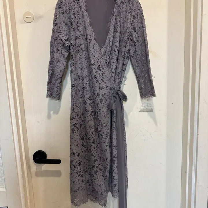 [BUNJANG] Ashberry Lace Wrap Dress - Gray / ashberry 애쉬베리 레이스랩 원피스 -그레이