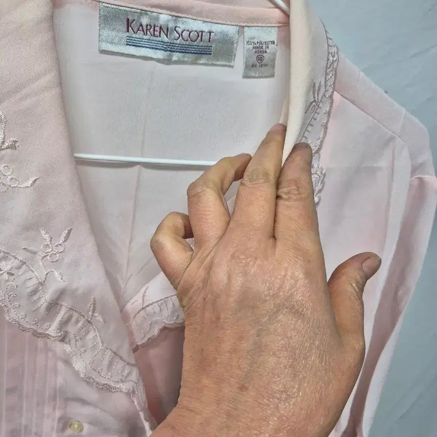 [BUNJANG] Karen Scott Pink Lace Blouse / 카렌 스콧 핑크 견인 블라우스  18