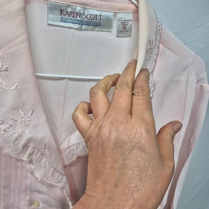 [BUNJANG] Karen Scott Pink Lace Blouse / 카렌 스콧 핑크 견인 블라우스  18