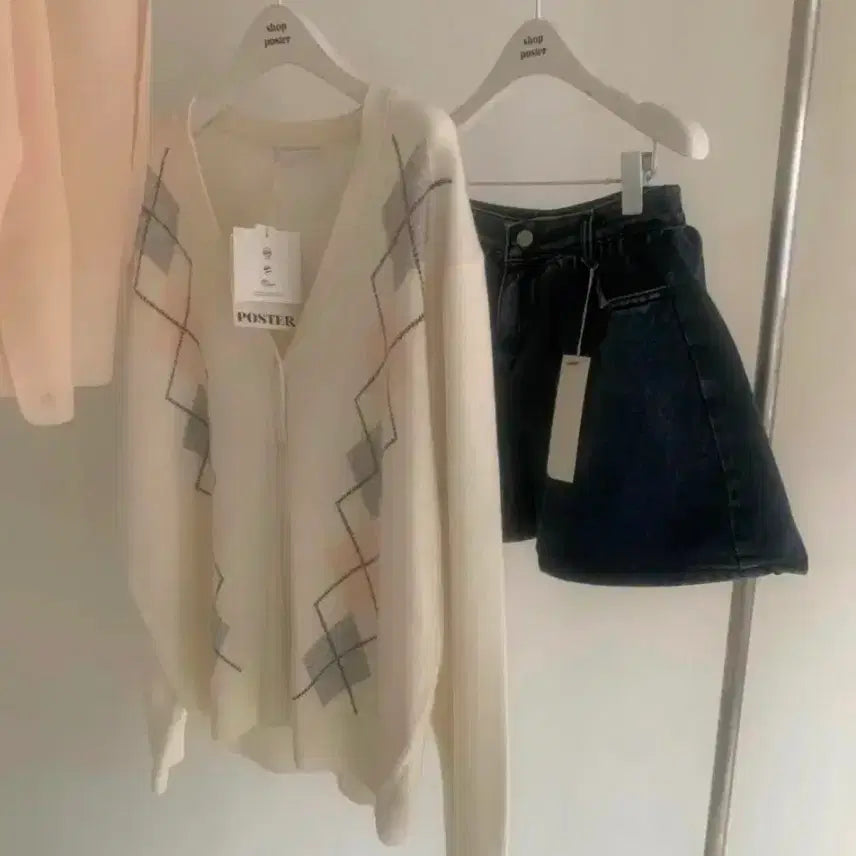 [BUNJANG] Poster Argyle Cardigan / [새상품/원가 9.1] 포스터 아가일 가디건 플랫퍼