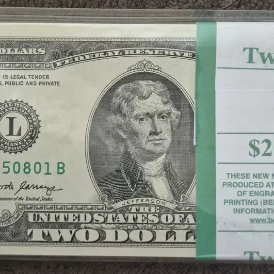 [BUNJANG] 2 Dollar Bill 200 USD Bundle / 2달러 지폐 200달러 묶음
