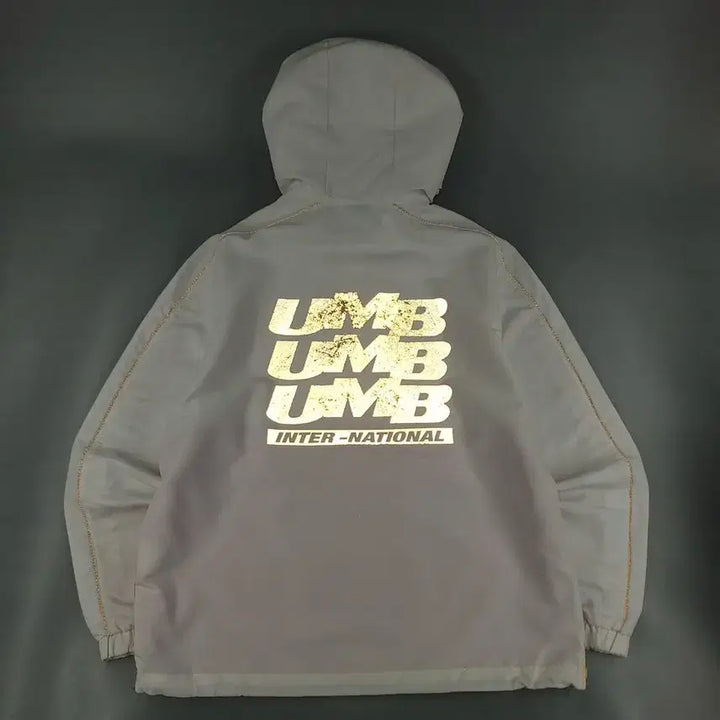[BUNJANG] Umbro Raglan Reflective Tape Jacket / 엄브로 화이트 오렌지 블랙 배색 로고 리플렉티브 레글런 캥거루포켓 테이프