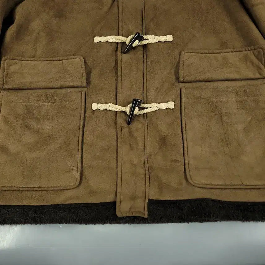 [BUNJANG] ROUSHATTE Beige Brown Toggle Button Fleece Jacket / ROUSHATTE JP 베이지 브라운 숄더패치 토글버튼 이너플리스 비건스