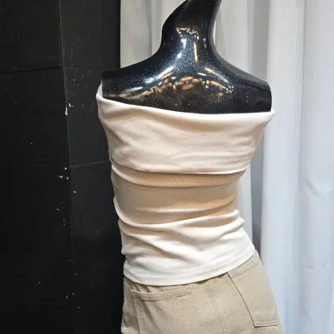 [BUNJANG] Pink Beige Off-Shoulder Tank Top / 오프숄드 핑크베이지 나시