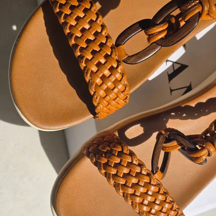 [BUNJANG] Brown Twisted Strap Sandals 245 / 브라운 꼬임 스트랩 샌들 245 새상품