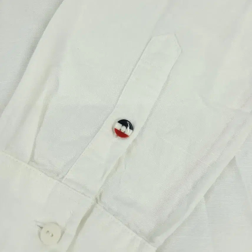 [BUNJANG] Tommy Hilfiger Linen Blend Shirt / 타미힐피거 타미진스 화이트 로고 린넨블렌드 남방 셔츠 S