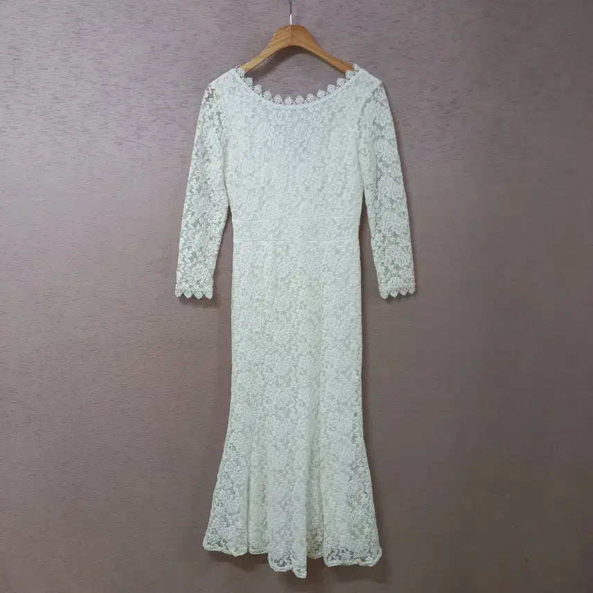 [BUNJANG] Ivory Zanmar Pattern Long Dress / B4-21/아이보리 잔망사 패턴 롱원피스 여성