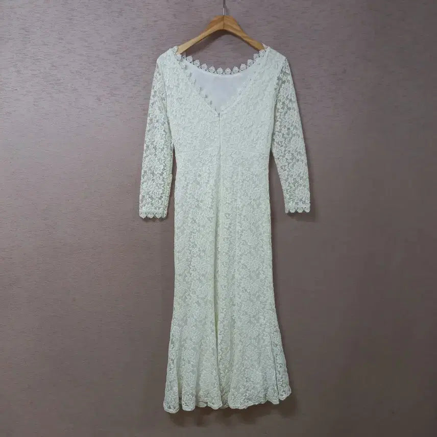 [BUNJANG] Ivory Zanmar Pattern Long Dress / B4-21/아이보리 잔망사 패턴 롱원피스 여성