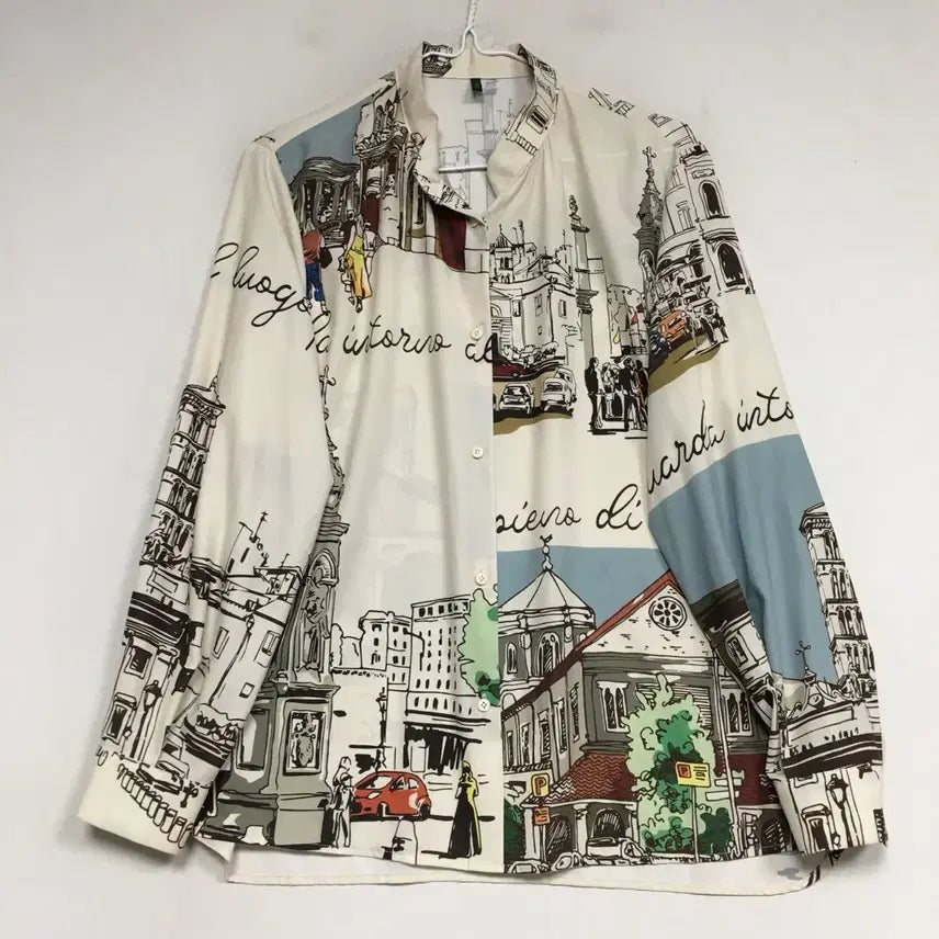 [BUNJANG] Benetton Printed Blouse / 베네통 프린팅 블라우스