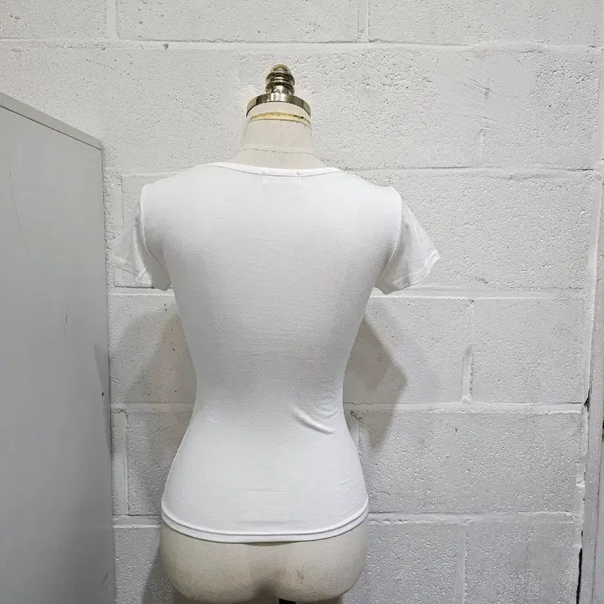 [BUNJANG] White Soft Square Neckline Short Sleeve Top / 허리라인 둥근 사각 부드러운 반팔- 화이트