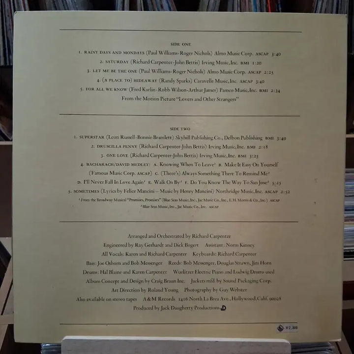 [SOLD OUT] 내지 브로마이드 카펜터스 앨범 A&amp;M LP